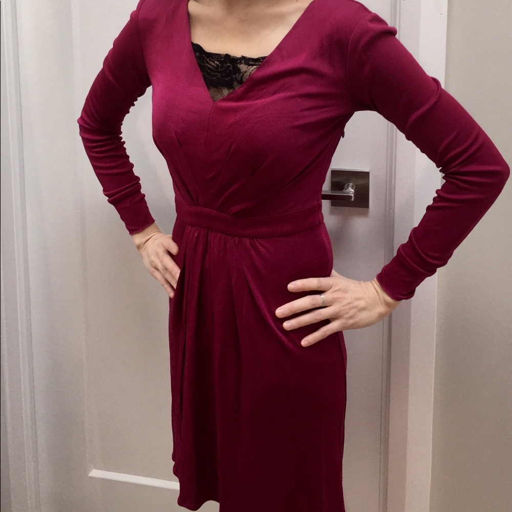 Burgundy Philosophy-Alberta Ferretti dress.